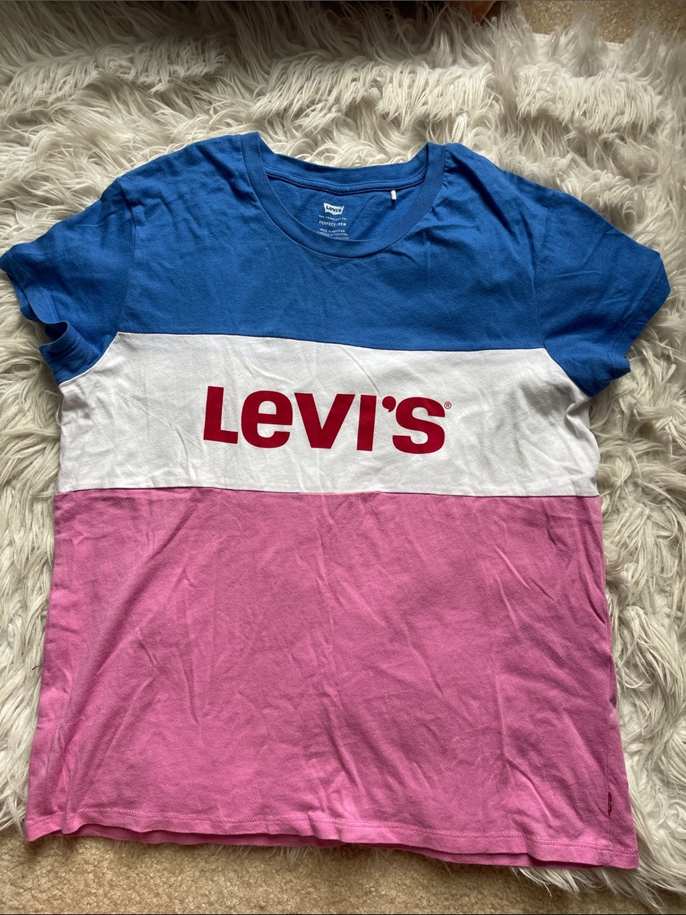 Levi's Blue White Pink Colorblock Logo Tee